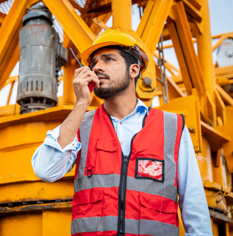 man with radio