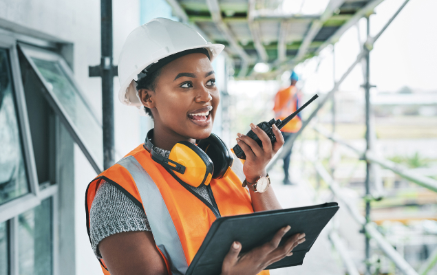woman with radio