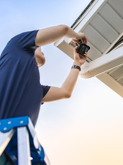 man installing camera